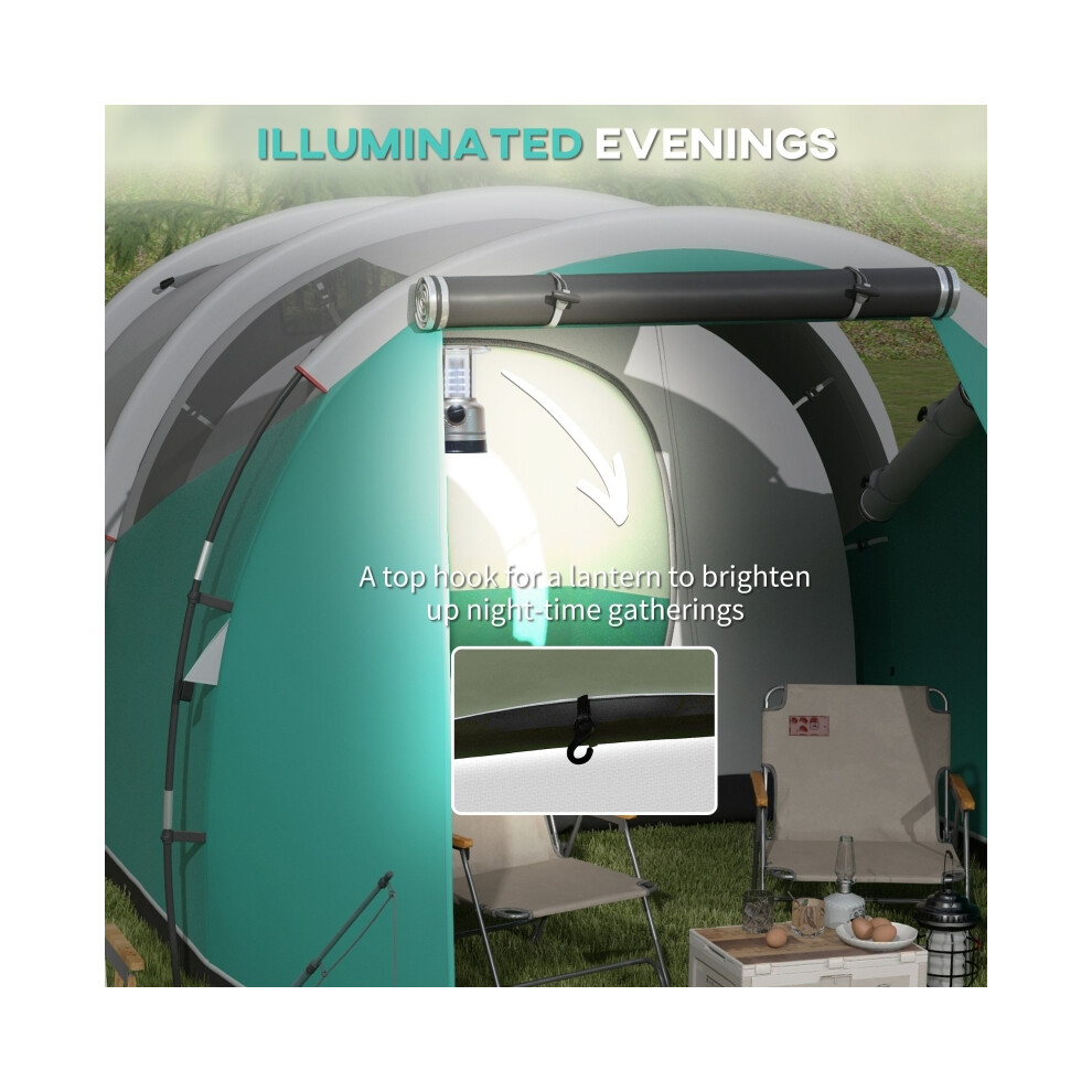 Water-Resistant Three-Man Tunnel Tent 3000mm Green with Two-Room Design for Camping and Outdoor Adventures-image-OPC-PMZ2SSJ-NEW