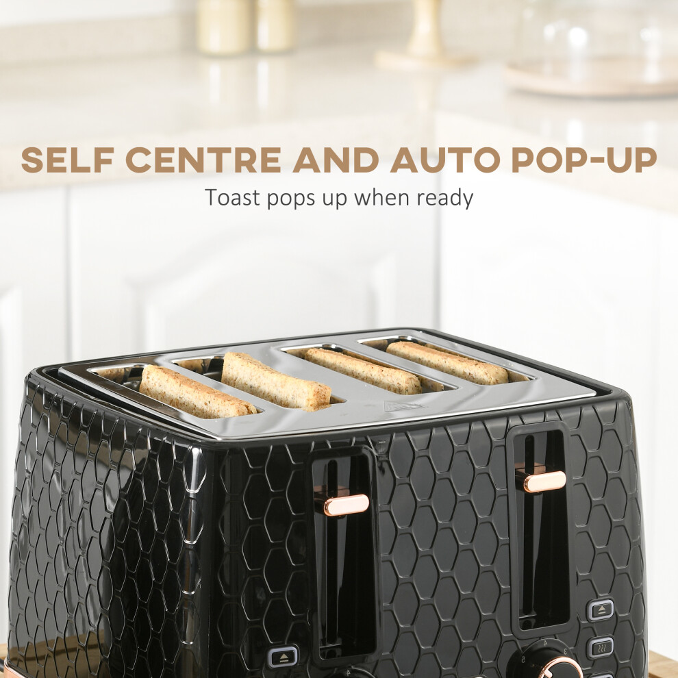 Kitchen Combo: 1.7L 3000W Fast Boil Electric Kettle & 4 Slice Toaster with 7 Browning Controls Black-image-OPC-PMZ2SXX-NEW