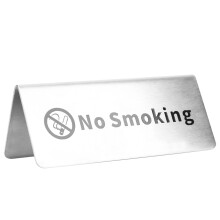 V-Type Stackable 'No Smoking' Table Sign Durable Stainless Steel