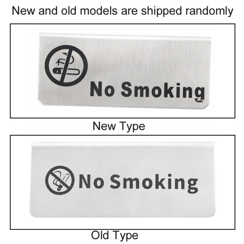 V-Type Stackable 'No Smoking' Table Sign Durable Stainless Steel 2