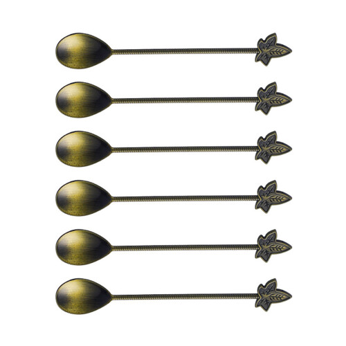 Ensemble de 6 cuillères à mélanger décoratives,-Vert et patine