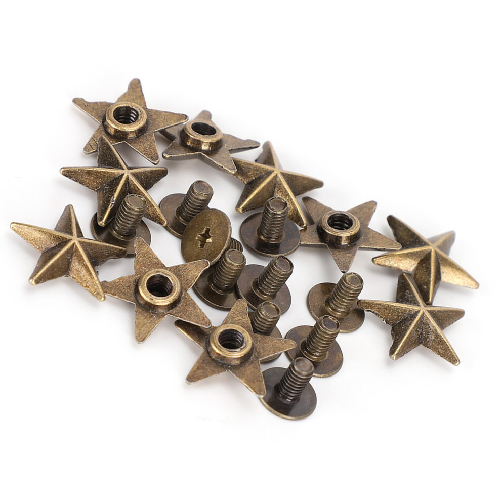 Easy Install Bronze Star Rivet Studs 14Mm With Screws - 50Pcs Set 4641361391985