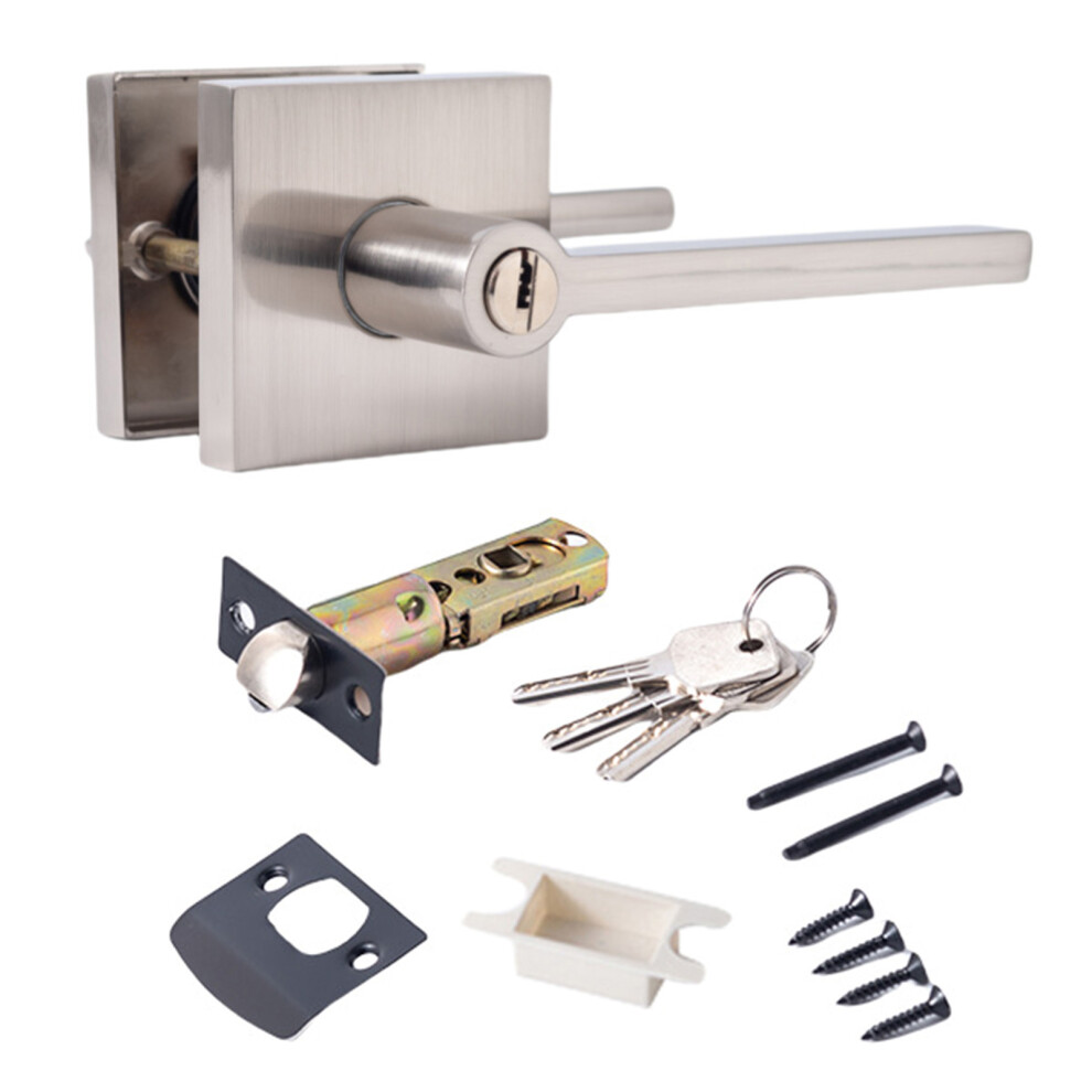 Entry Door Handle With Lock And Key Waterproof And-Silver 7695000284555