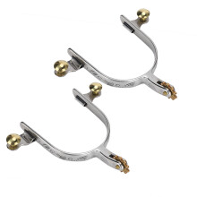 2PCS Stainless Steel Horse Spurs West Cowboy Style with Brass Rowel