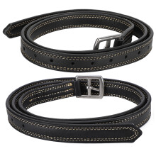Pair of Leather Microfiber Horse Stirrup Belts Stainless Steel 2.6x130cm