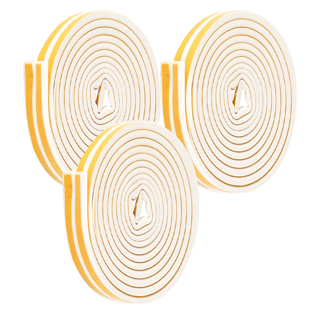 White 3Pcs 5M Weather Stripping Seal 9X6mm For Doors & Windows Self Adhesive 8481361395189