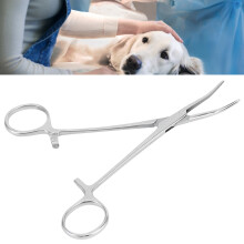 Stainless Steel Curved Hemostatic Forceps 16cm Pet Hair Tweezers