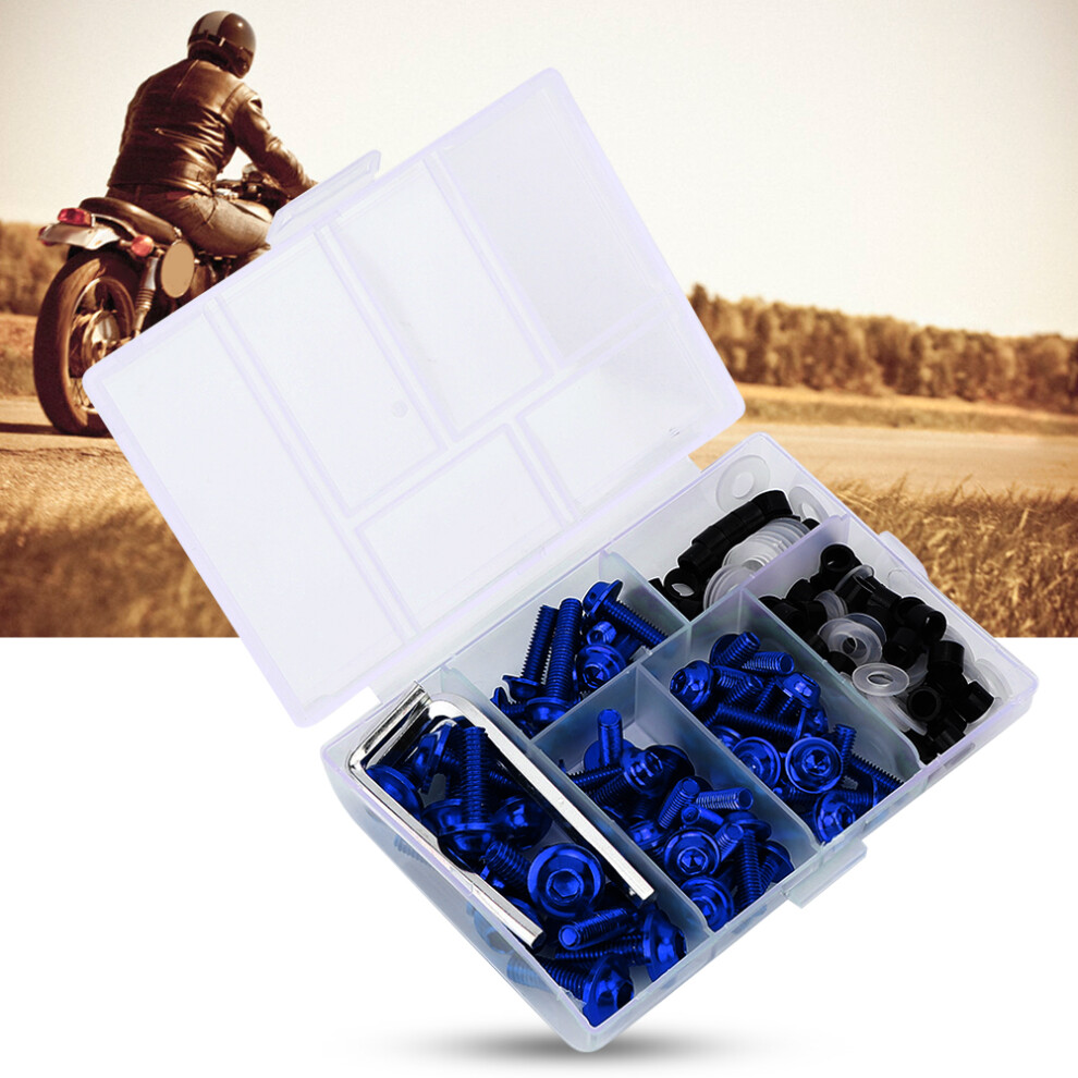 Universal 158Pcs Fairing Bolts Kit Wrench Set For Motorcycle Accessory Blue 7901361402157