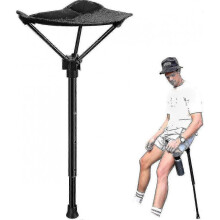 (Black) Portable Retractable Outdoor Fishing Stool, Height Adjustable with 3 Gears
