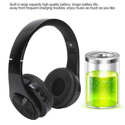Kabelloses Bluetooth 5.0 Over-Ear-Headset mit Mikrofon, 400mAh, Schwarz 2