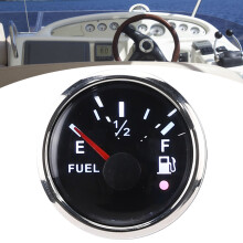 Marine Waterproof 2in Fuel Level Gauge Black Intelligent Alarm IP67