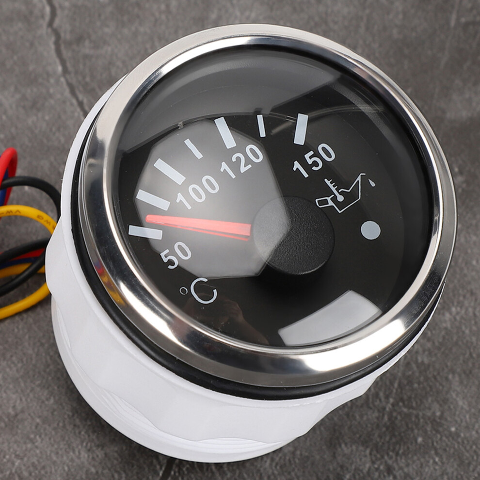 Car Boat Oil Temp Gauge 52Mm/2In 316 Stainless Steel Intelligent Alarm Black 4991361412747