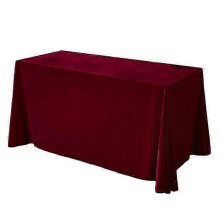 (S, Wine Red) Oblong Velvet Tablecloth, Easy Care Protective Table Cover for Banquets and Parties
