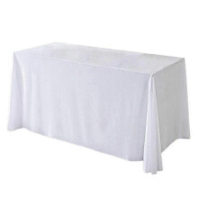 (XL, White) Oblong Velvet Tablecloth, Easy Care Protective Table Cover for Banquets and Parties