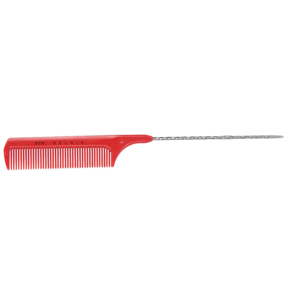 Unisex Red,Grey Highlighting Hair Comb Spiral Pintail Rat Tail Comb 21Cm Red Or Gray