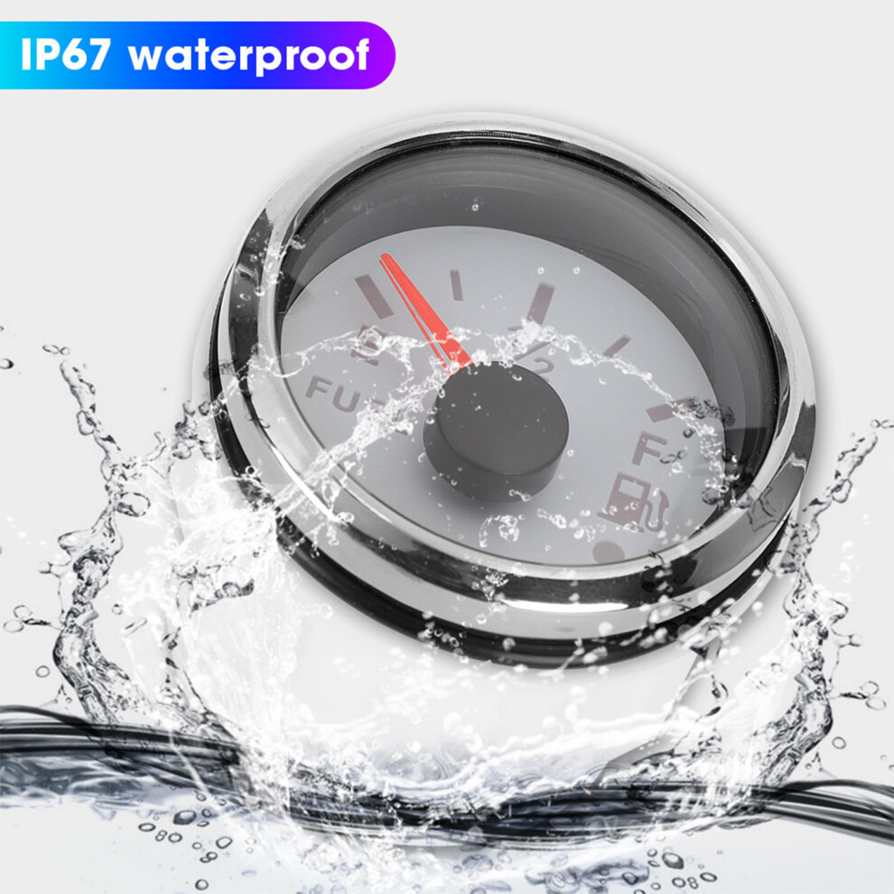 2In Stainless Steel Fuel Level Gauge Ip67 Waterproof Alarm For Marine & Car 8361361412713