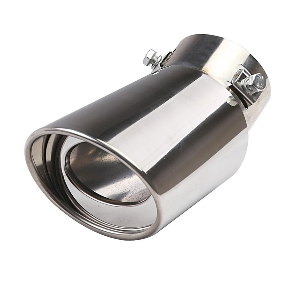 Rear Muffler Tip Stainless Steel Adjustable Exhaust Tip 2.5"-3.3" Universal Car Tailpipe For Modification & Decoration Tail Throat Pipe Bending Silver 9105992091737