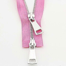 (70cm, pink) DIY Metal Sewing Zipper with Open-Ended Double Slider for Jackets & Garments