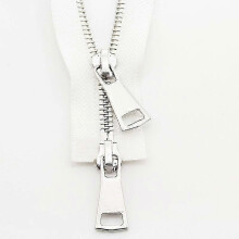 (70cm, white) DIY Metal Sewing Zipper with Open-Ended Double Slider for Jackets & Garments
