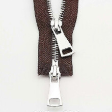 (70cm, coffee) DIY Metal Sewing Zipper with Open-Ended Double Slider for Jackets & Garments