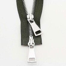(90cm, army green) DIY Metal Sewing Zipper with Open-Ended Double Slider for Jackets & Garments