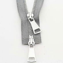 (70cm, gray) DIY Metal Sewing Zipper with Open-Ended Double Slider for Jackets & Garments