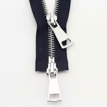 (70cm, navy blue) DIY Metal Sewing Zipper with Open-Ended Double Slider for Jackets & Garments