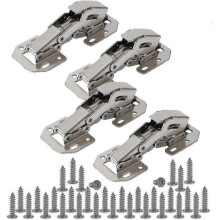 4 X Screw-on Hinge with Spring Opening Angle 90 Cupboard Door Corner Stop And Inner Hinge Door Hinge Kitchen Cupboard Wardrobe Door Furniture