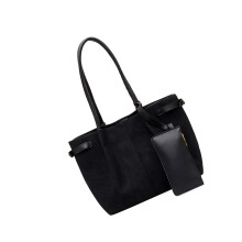 Fashionable Undrearm Bag Roomy Interior Soft Suedes Work-Black
