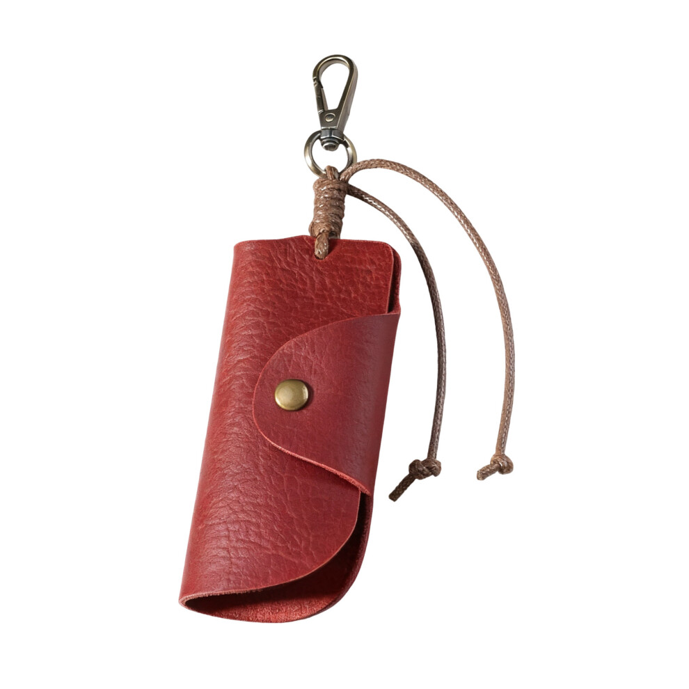 Mens Keychain Card Pouch Pu Leather Key Holder Storage- Burgundy 7754000346110