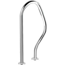 Pool Handrail Pool Railing Easy to Install 304 Stainless Steel, Stair Railing Handrail with Base Plate for Indoor and Outdoor Swimming Pool,Silver