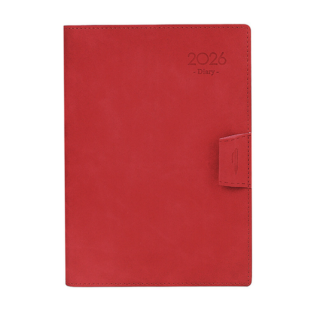 2026 Daily Planner with Ribbon Bookmarks Elastic Pen Slots-Red
