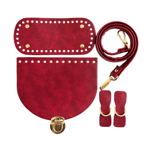 DIY Leather Bag Knitting Set Leather Bag Making Set-Claret