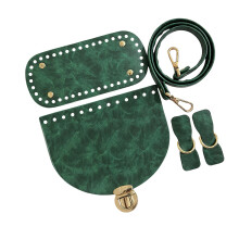 DIY PU Leather Bag Knitting Set Leather Bag Shoulder-dark green