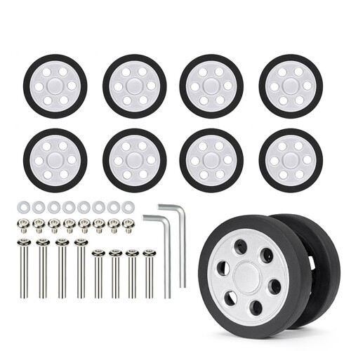 8PCS Universal Suitcase Wheels Abrasion Resistant-69 silver