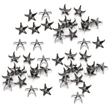 Sternringe 200 Stück, 10 mm, 5-Zackenkralle, Nägel für DIY-Dekoration, Beutel, Hüte, Schwarz, Pistolencharakter