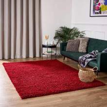 (Red, 60 x 110 cm) EXTRA THICK HEAVY 5CM PILE SOFT SHAGGY RUGS MODERN AREA RUGS BEDROOM HALL RUGS (Dark Grey, 120 x 170cm)