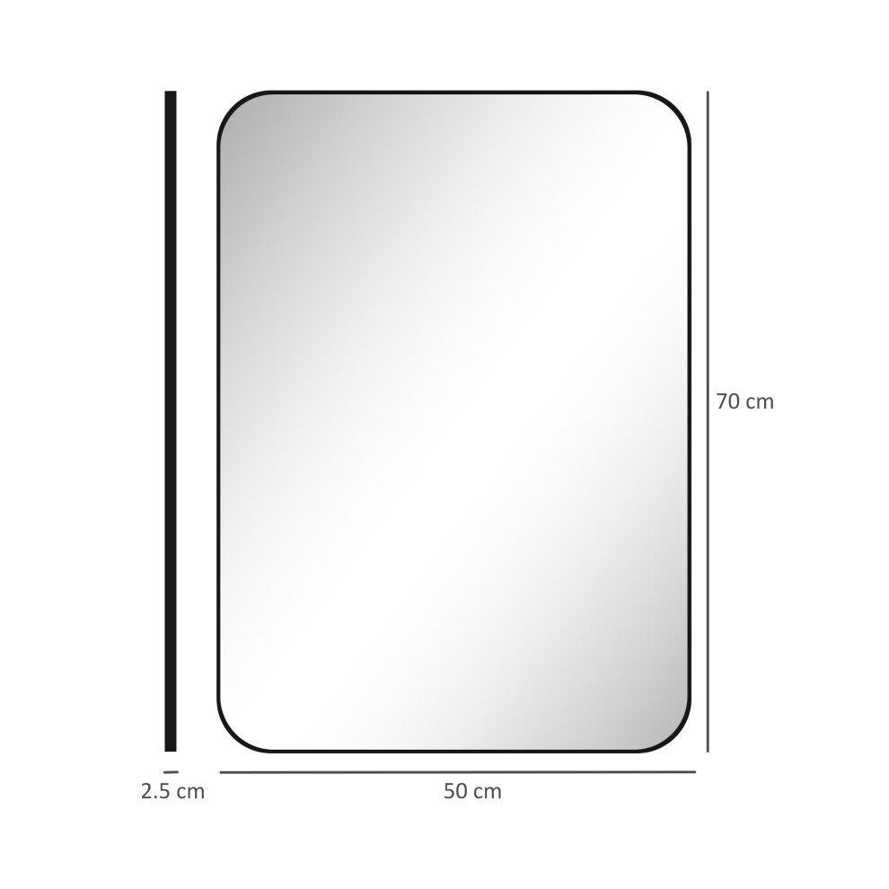 70x50cm Curved Bathroom Mirror in Black Elegant Wall-Mounted Mirror with Anti-Glare Surface for Bathroom & Vanity-image-OPC-PMZ5XVJ-NEW