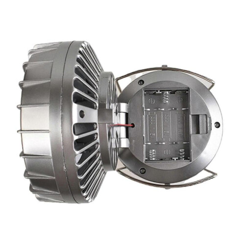 (Silver)Solar Power Rechargeable With Fan Led Tent Lamp Flashlight Camping Lantern Light Ft 2