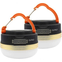 2 Pack Camping Light Lantern LED Waterproof USB Rechargeable Lamp 3 Modes Power Bank Tent Lights for Outdoor Camping Hiking Emergency