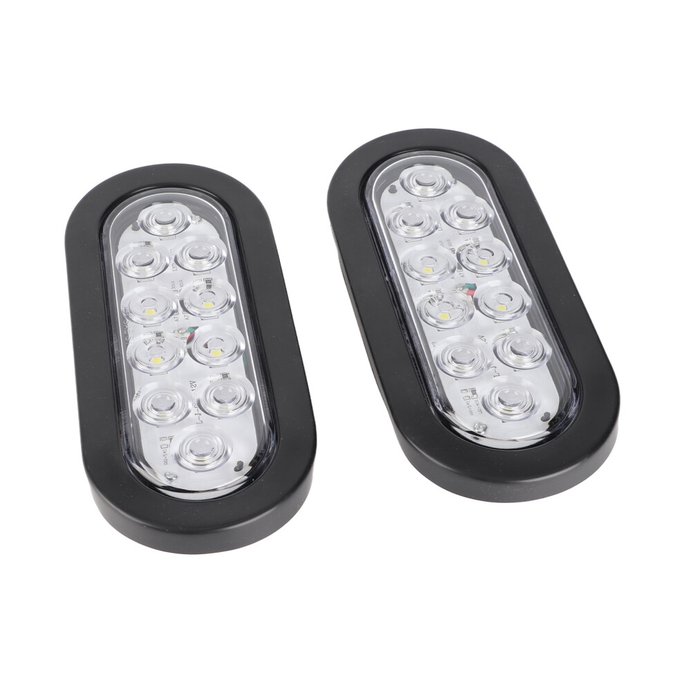 2Pcs 10Led Oval Side Marker 6In Waterproof Truck Tail Lamp Light/White 4381361428112