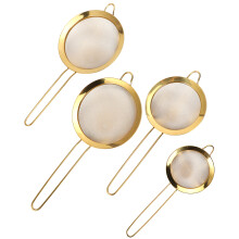 4Pcs Stainless Steel Flour Sieve Set Titanize Gold, 10-18cm Mesh Strainers