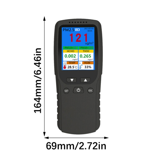 Luftqualitätsmessgerät, wiederaufladbarer LCD-Bildschirm, 2