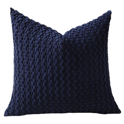 Corduroy Pillow Cushion Bubble Texture Neck Back-Navy blue