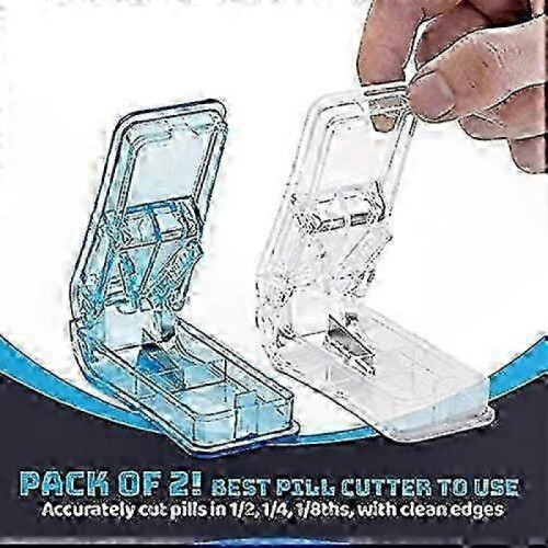 2-Pack Pill Cutter & Crusher with V-Shape Blade & Transparent Storage Case 1