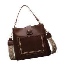 PU Shoulder Purse Compact Handbag Magnetic Fastener-Coffee