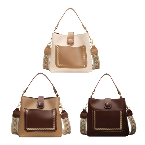 PU Shoulder Purse Compact Handbag Magnetic Fastener-Coffee 1