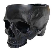 (Black)Outdoor Garden Halloween Decoration, Skull Succulent Flower Pot for Gothic Home Decoration