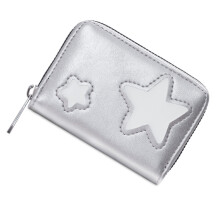 Practical PU Leather Wallet Star Decor Slim Profile Fits-Silver
