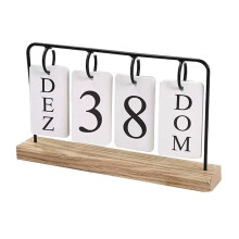 Friendly Reusable Wooden Desktop Calendar Flip Date-Black